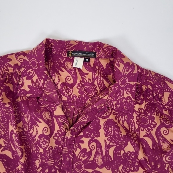 *Free With Purchase* Floral cropped blouse 3/4 sleeve peasant top crop front tie - Picture 3 of 8